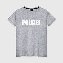 Женская футболка POLIZEI Полиция Надпись Белая