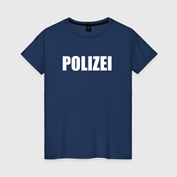 Женская футболка POLIZEI Полиция Надпись Белая