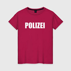 Женская футболка POLIZEI Полиция Надпись Белая