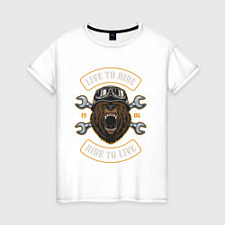 Женская футболка Медведь мотоциклист