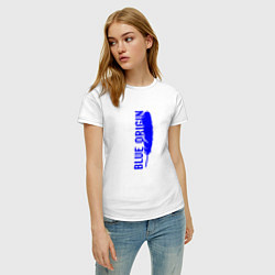 Футболка хлопковая женская Blue Origin logo перо, цвет: белый — фото 2