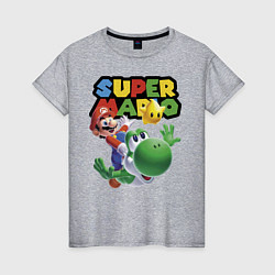 Женская футболка Марио и Йоши в полёте