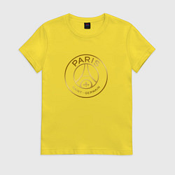 Футболка хлопковая женская PSG GOLD LOGO ПСЖ ЗОЛОТО, цвет: желтый
