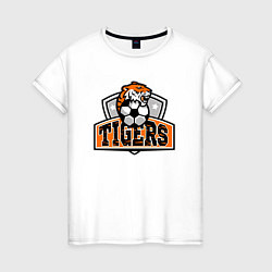 Футболка хлопковая женская Football Tigers, цвет: белый