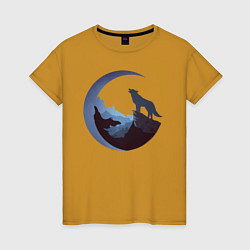 Женская футболка Волк и луна