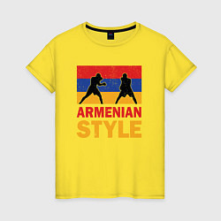 Футболка хлопковая женская Армянский стиль, цвет: желтый
