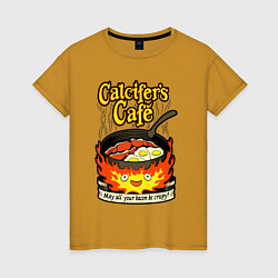 Футболка хлопковая женская Calcifer cook, цвет: горчичный