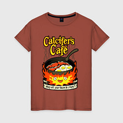 Футболка хлопковая женская Calcifer cook, цвет: кирпичный