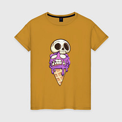 Женская футболка Мороженое Череп на Хэллоуин