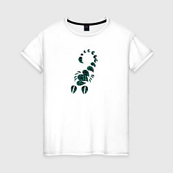 Женская футболка Скорпион в раскраске листья