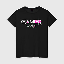 Футболка хлопковая женская Squid Game: Gamer, цвет: черный