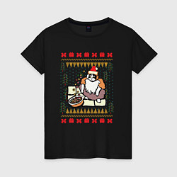 Женская футболка Рождественский свитер Котик с колечками