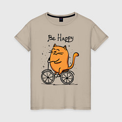 Женская футболка Кот велосипедист