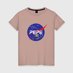 Футболка хлопковая женская Pepe Pepe space Nasa, цвет: пыльно-розовый