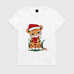 Женская футболка Праздничный тигренок