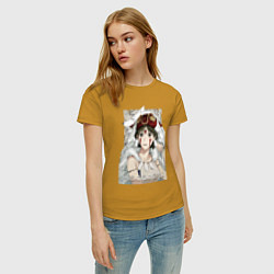 Футболка хлопковая женская Princеss mononoke, цвет: горчичный — фото 2