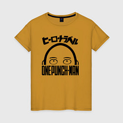 Футболка хлопковая женская Сайтама One Punch-Man, цвет: горчичный