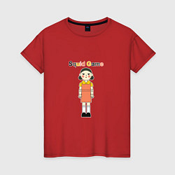 Футболка хлопковая женская Squid Game - Doll, цвет: красный