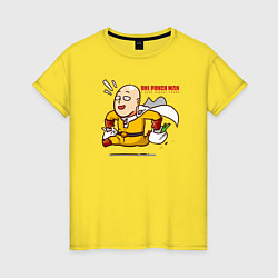 Женская футболка Счастливый Сайтама с пакетами продуктов One Punch-