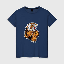 Футболка хлопковая женская Tiger Man, цвет: тёмно-синий