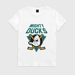 Футболка хлопковая женская Анахайм Дакс, Mighty Ducks, цвет: белый