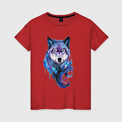 Женская футболка Волк акварель
