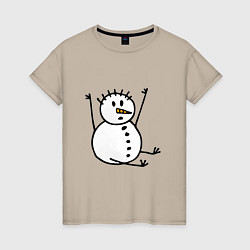 Женская футболка Снеговик в дудл-стиле