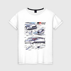 Футболка хлопковая женская Toyota Gazoo Racing sketch, цвет: белый