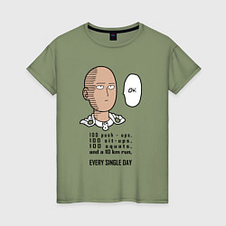 Женская футболка Список тренировки Сайтама One Punch-Man