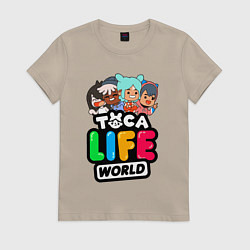 Футболка хлопковая женская TOCA LIFE WORLD ТОКА ЛАЙФ ВОРЛД ПЕРСОНАЖИ, цвет: миндальный