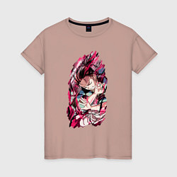 Женская футболка Тандзиро Пламя Клинок рассекающий демонов