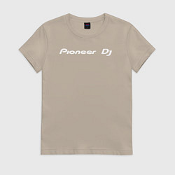 Футболка хлопковая женская Pioneer DJ - Logo White, цвет: миндальный