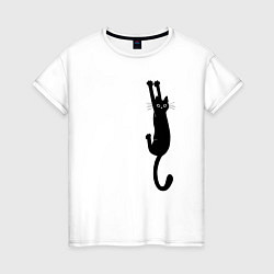 Женская футболка Черная кошка висит