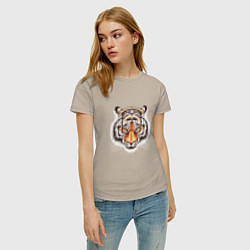Футболка хлопковая женская Морда тигра от John Art, цвет: миндальный — фото 2