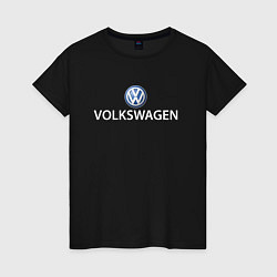 Футболка хлопковая женская VOLKSWAGEN LOGO, цвет: черный