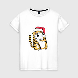 Женская футболка Удивленный новогодний тигр