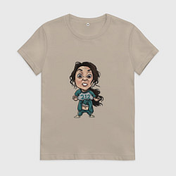 Футболка хлопковая женская 212 - Squid Game, цвет: миндальный