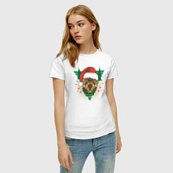 Футболка хлопковая женская Christmas Dog, цвет: белый — фото 2