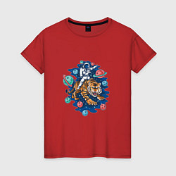 Женская футболка Тигр и космонавт