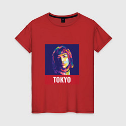Футболка хлопковая женская Tokyo - Токио, цвет: красный