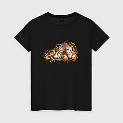Женская футболка Тигр лежит