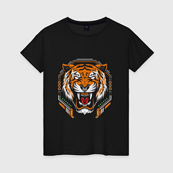 Футболка хлопковая женская Tiger, цвет: черный