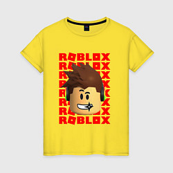 Футболка хлопковая женская ROBLOX RED LOGO LEGO FACE, цвет: желтый