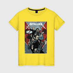 Футболка хлопковая женская Metallica - cool dudes!, цвет: желтый