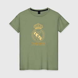 Футболка хлопковая женская Real Madrid gold logo, цвет: авокадо