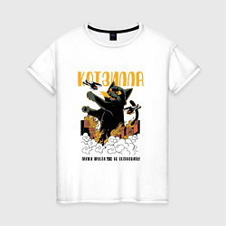 Женская футболка Котзилла - Кот в стиле Аниме Годзилла