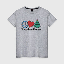Женская футболка Peace Love and Christmas