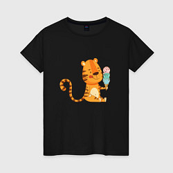 Женская футболка Тигр с мороженым - символ года