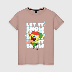 Женская футболка LET IT SNOW ГУБКА БОБ