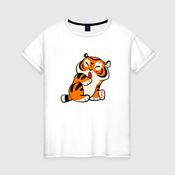 Женская футболка Забавный тигр показывает язык